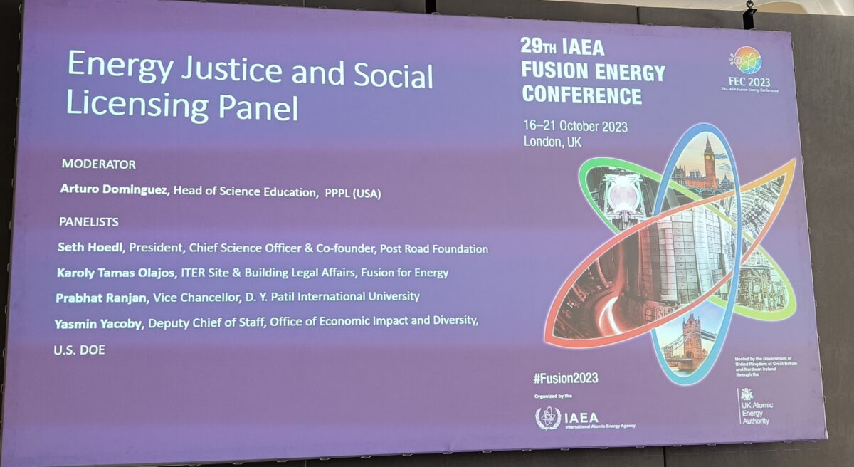 29th IAEA Fusion Energy Conference, London -Energy Justice and Social Licensing Discussion
